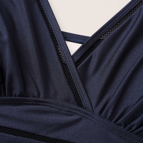 BloomChic Size L Solid Adjustable Straps Gathered One Piece  Swimsuit us 12 - Picture 2 of 6